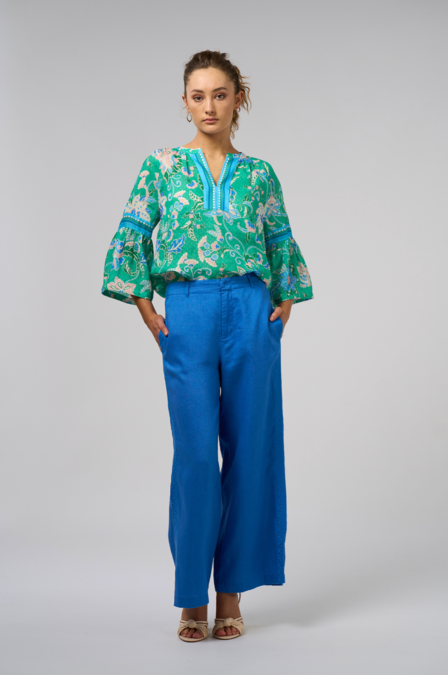 Loobie's Story Samira Blouse - Emerald Multi