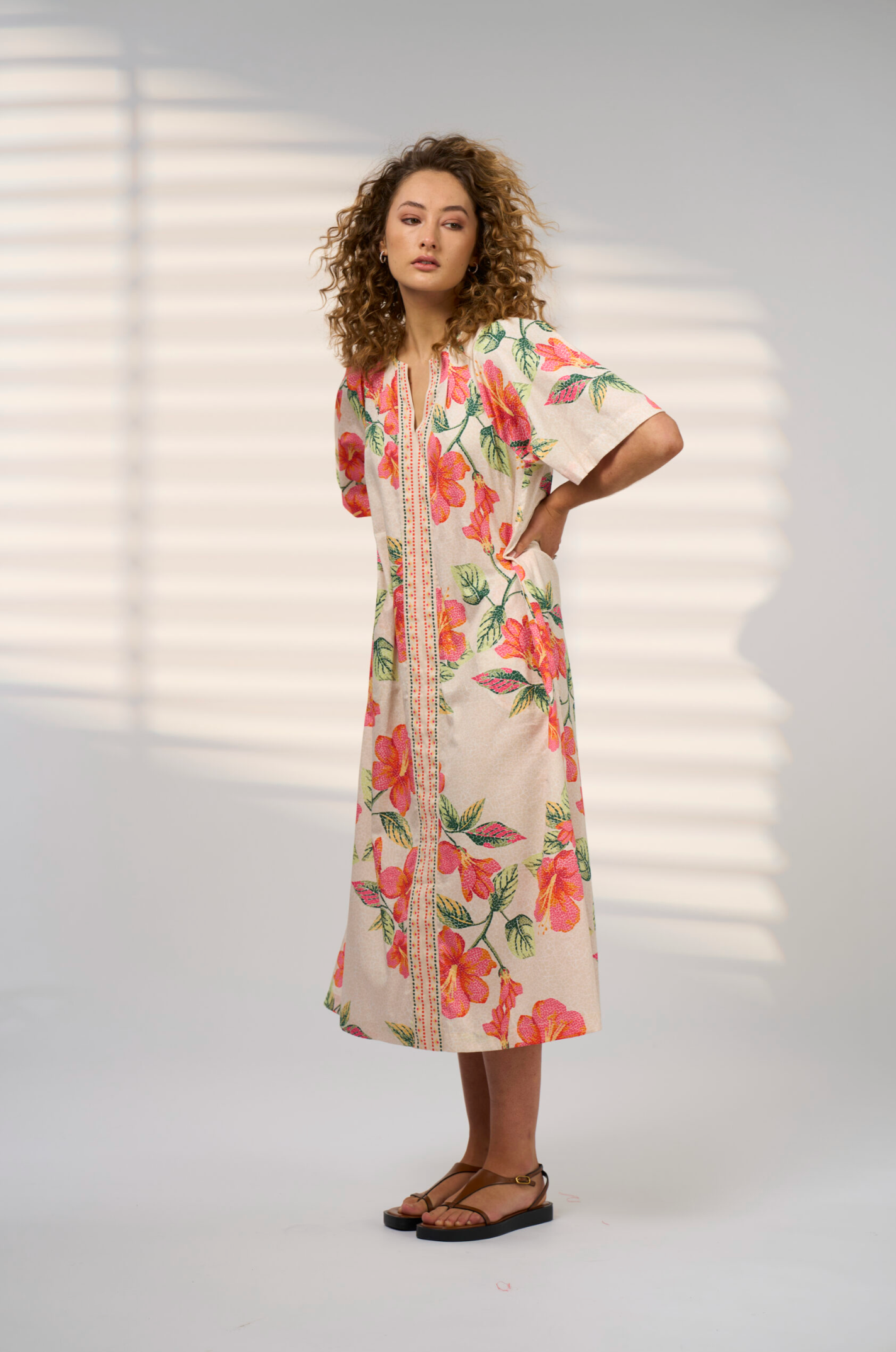 Madly Sweetly Mosaica Midi Dress - Sand Multi