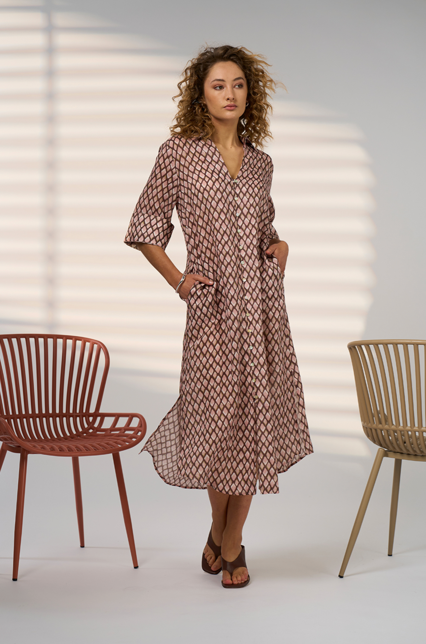 Madly Sweetly Double Up Shirt Dress - Blush Multi