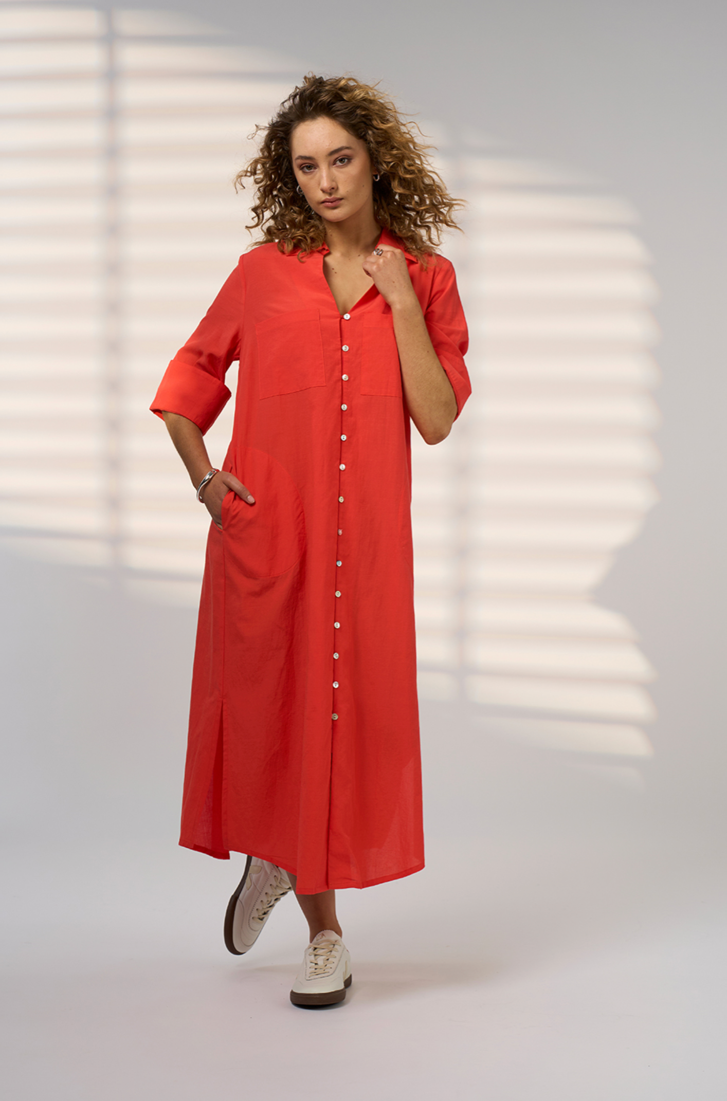 Madly Sweetly Drift Shirt Dress - Blood Orange