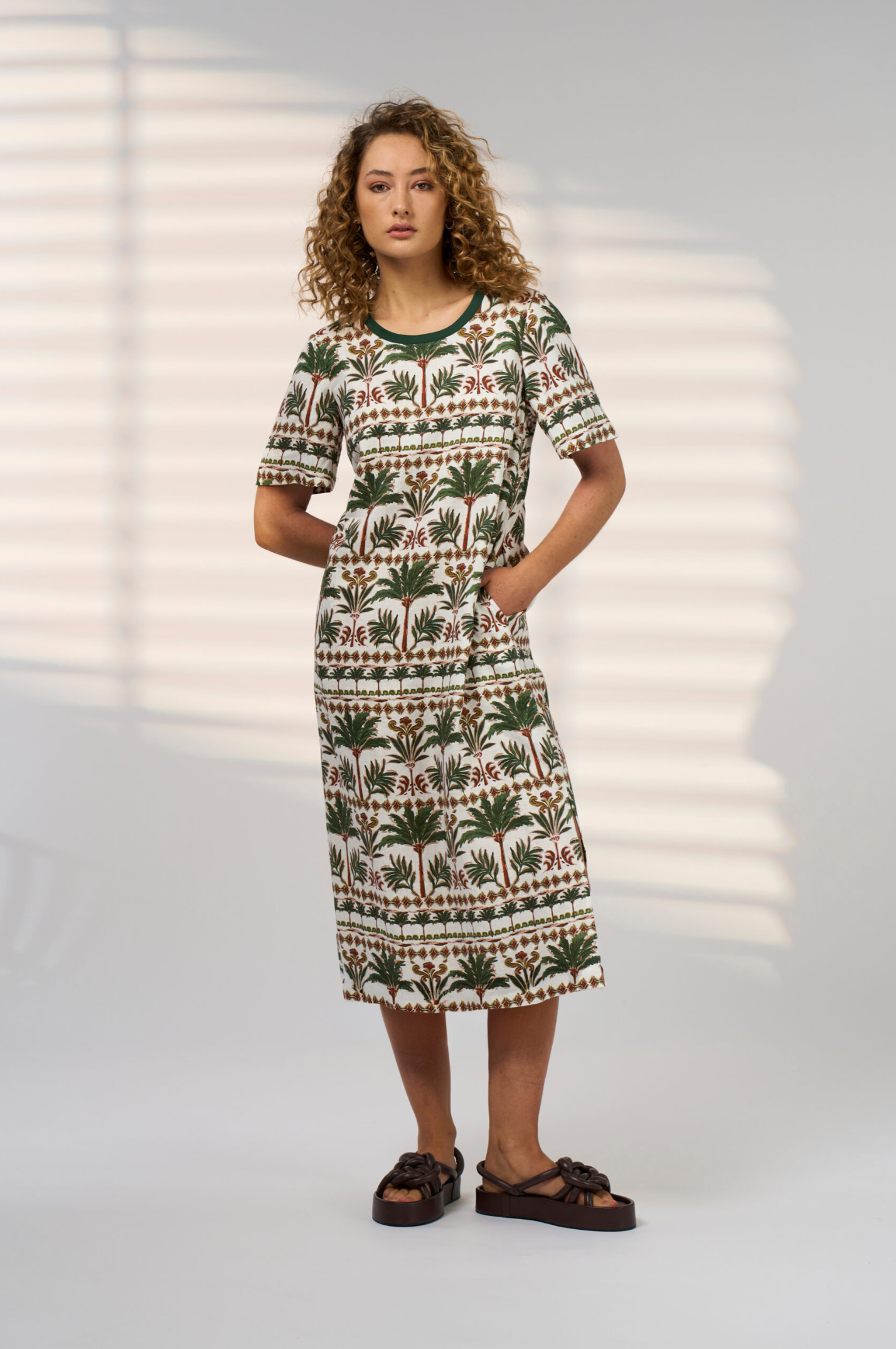 Madly Sweetly Wander Midi Dress - Palm Multi