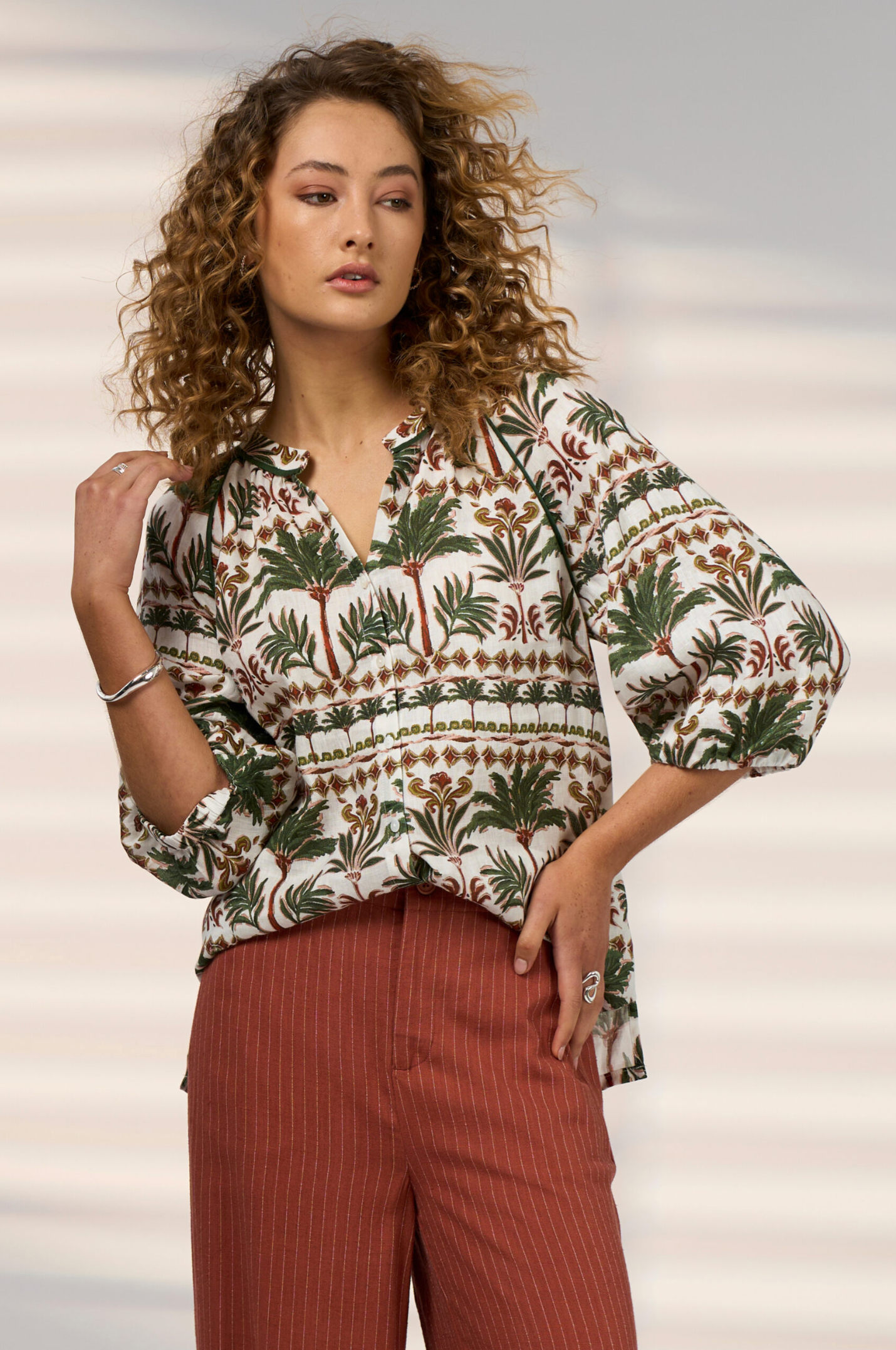 Madly Sweetly Wander Blouse - Palm Multi