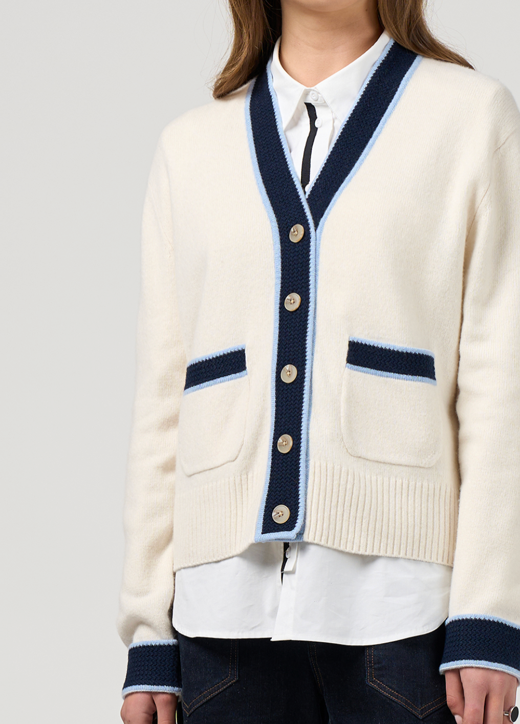 College Cardi Winter White Madly Sweetly