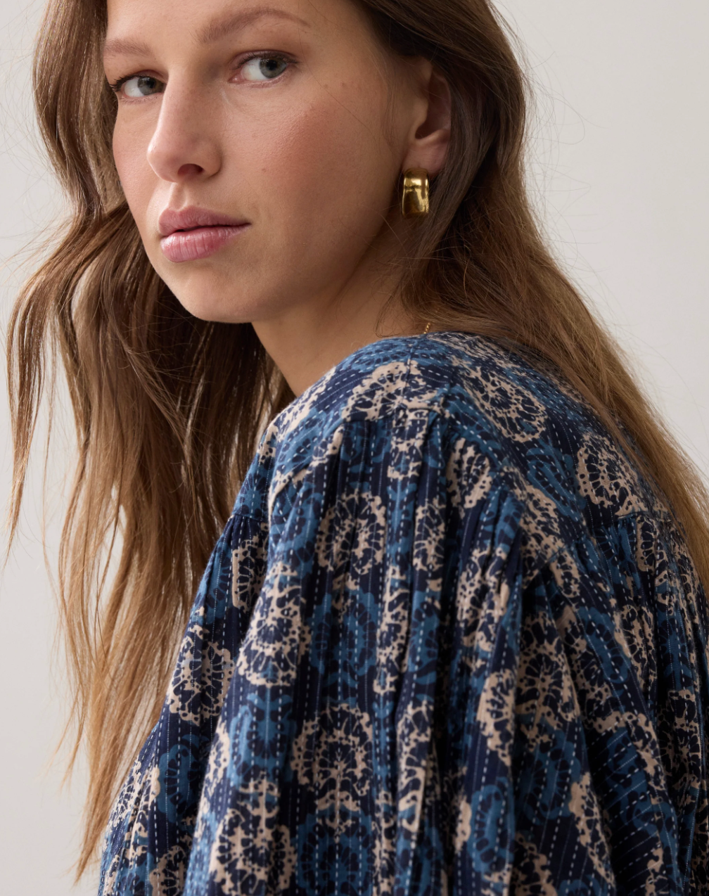 Summum Blouse Blue Blockprint