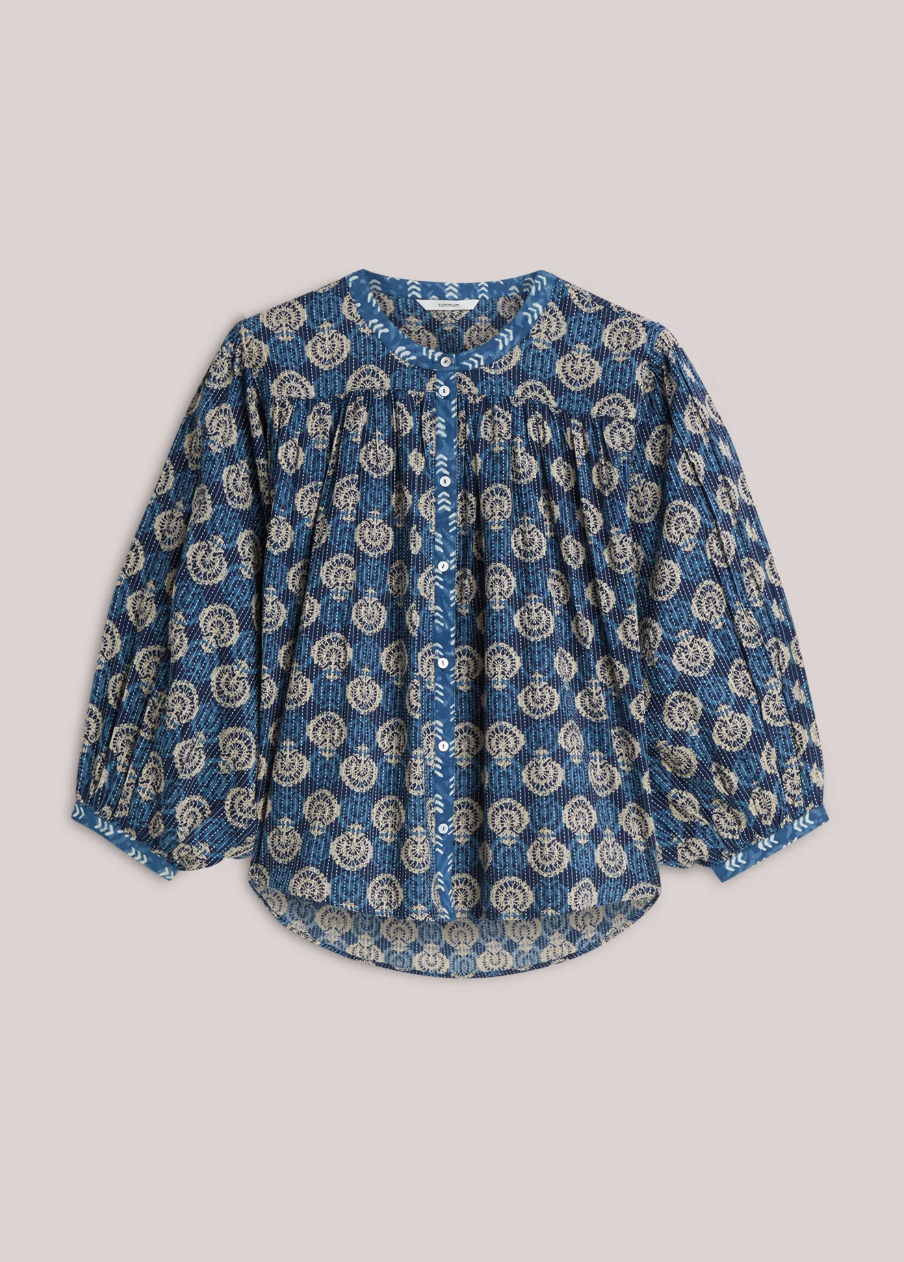 Summum Blouse Blue Blockprint