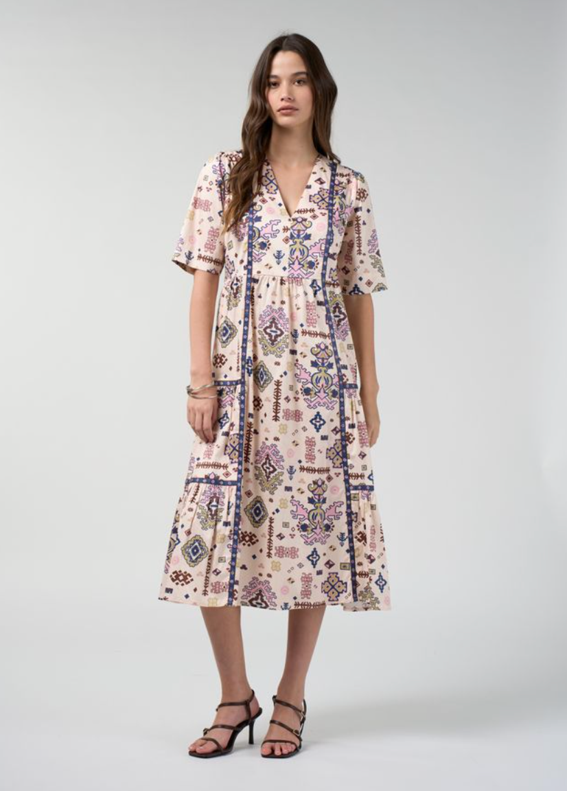 Loobie's Story Lanka Midi Dress - Bone Multi