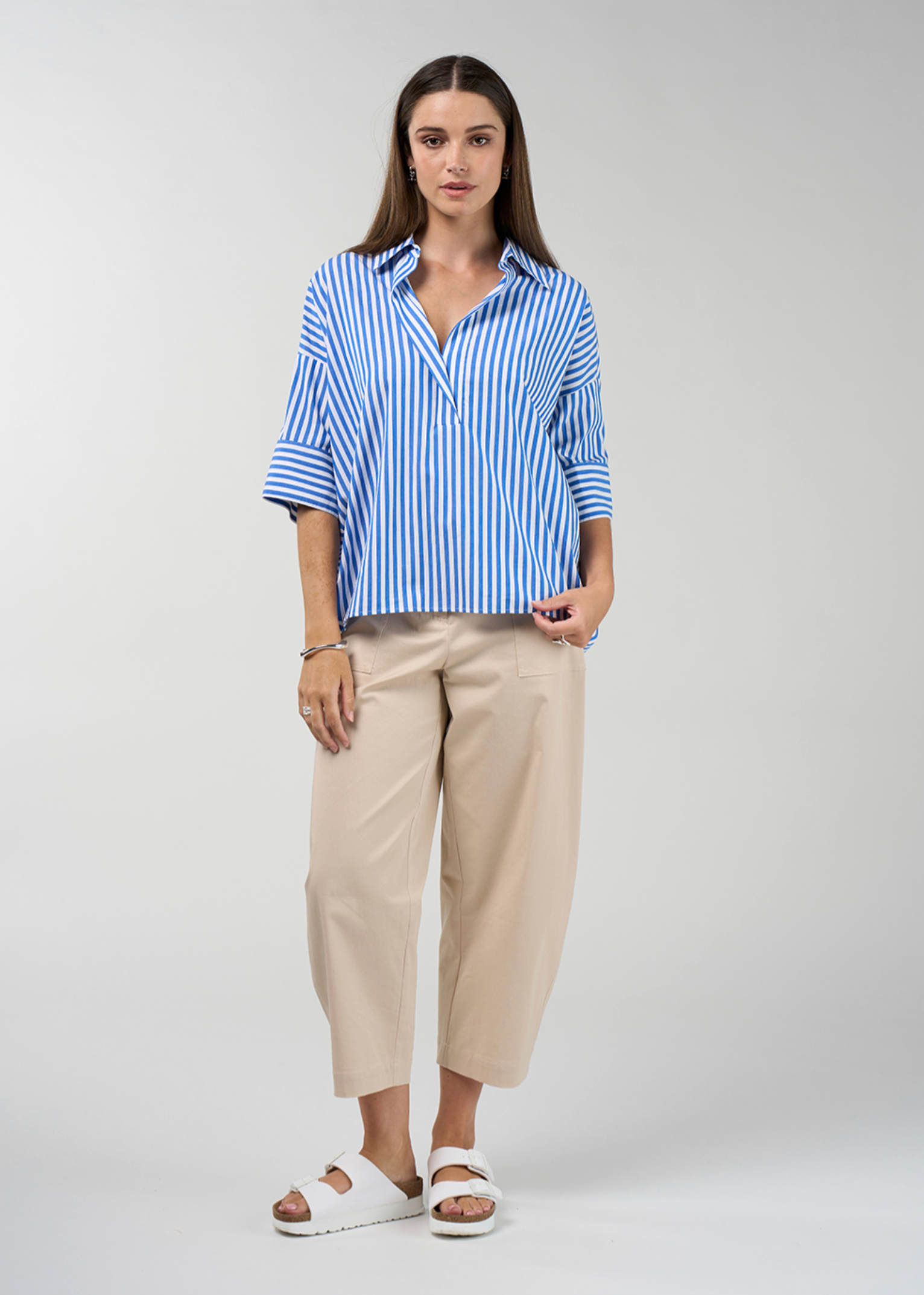 Madly Sweetly Connect Stripe Shirt - Cobalt