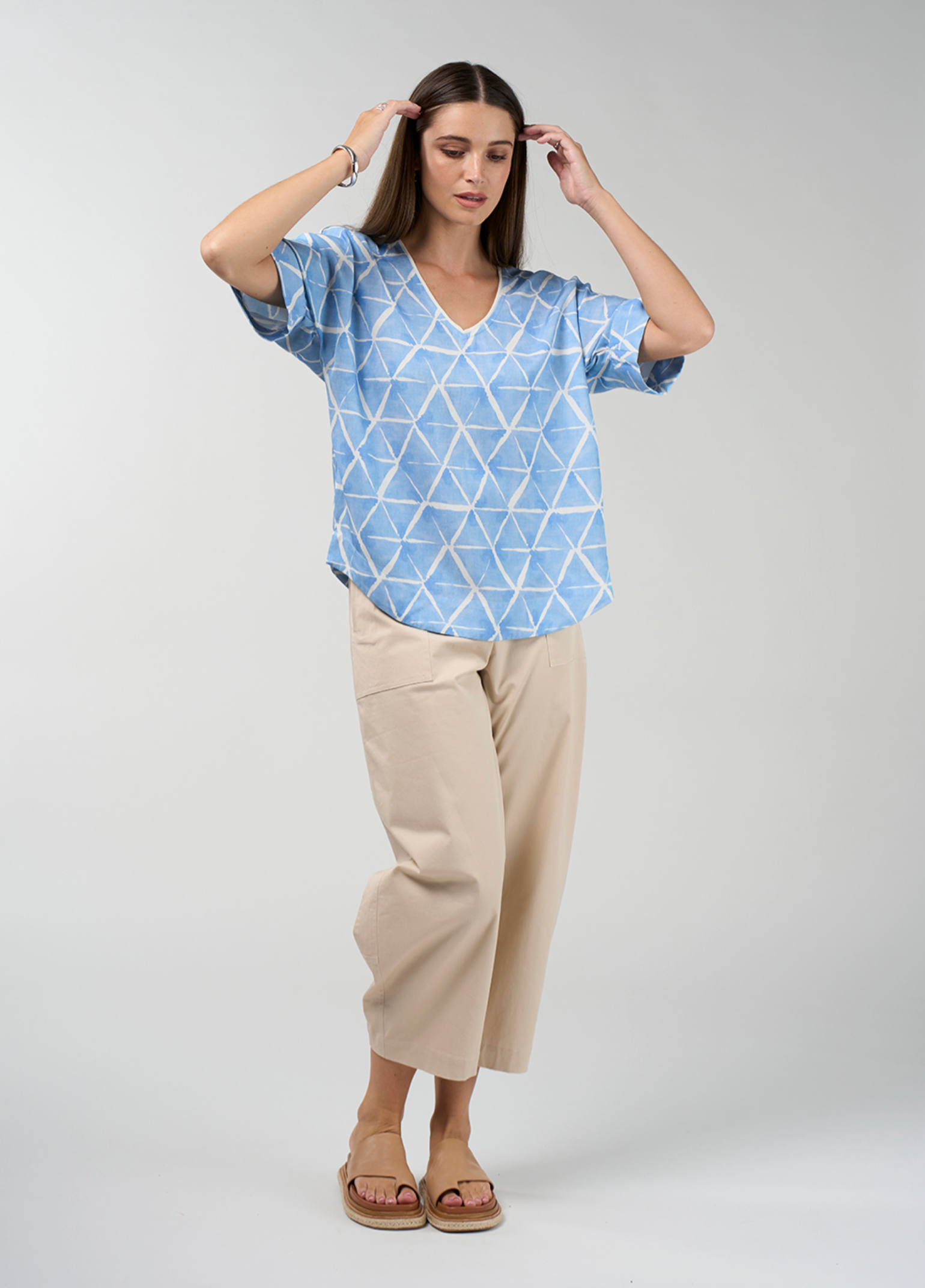 Madly Sweetly Prism Top - Sky Blue Multi