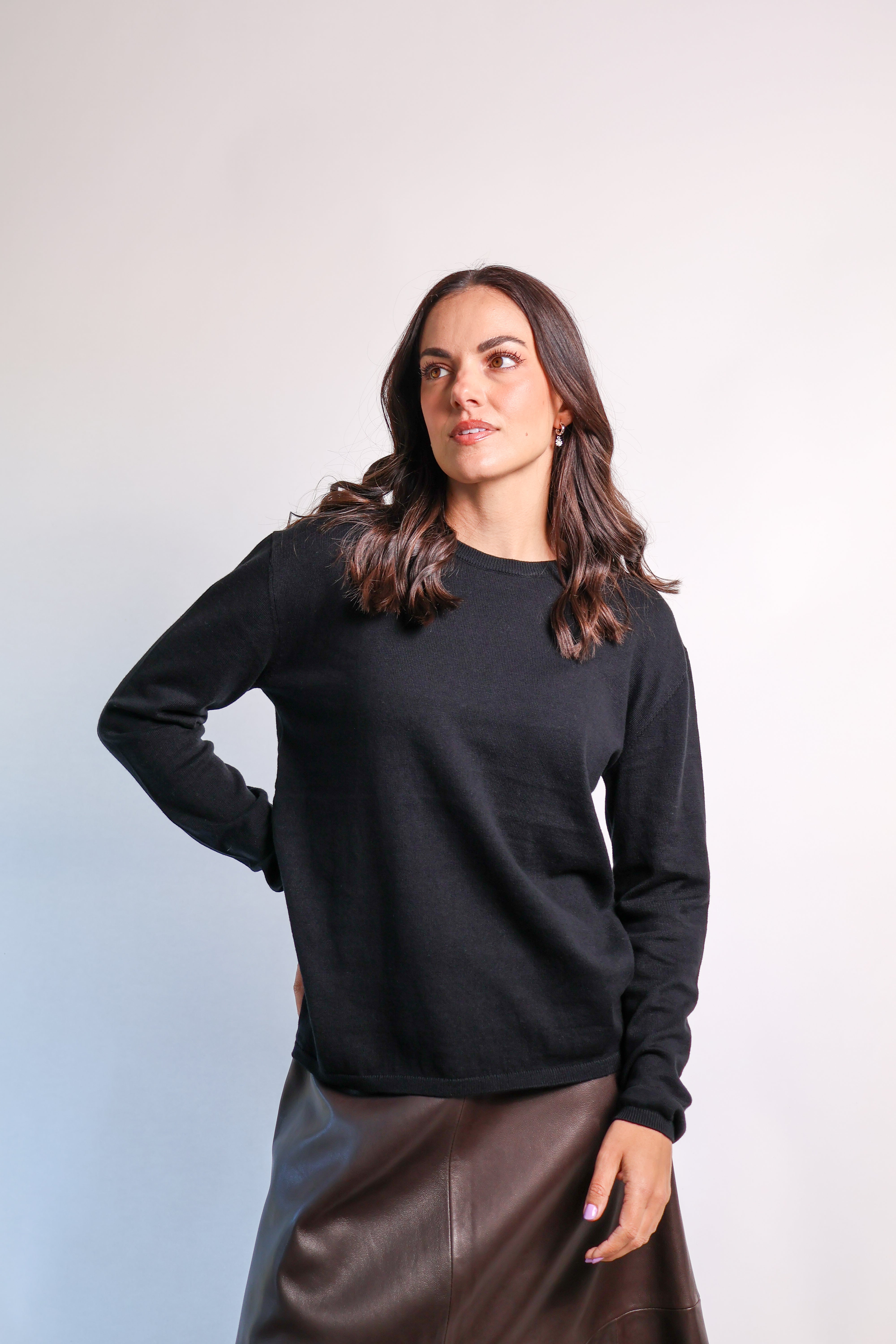 Yarnsmith Sapphire L/S  Cotton/Cashmere Knit Black