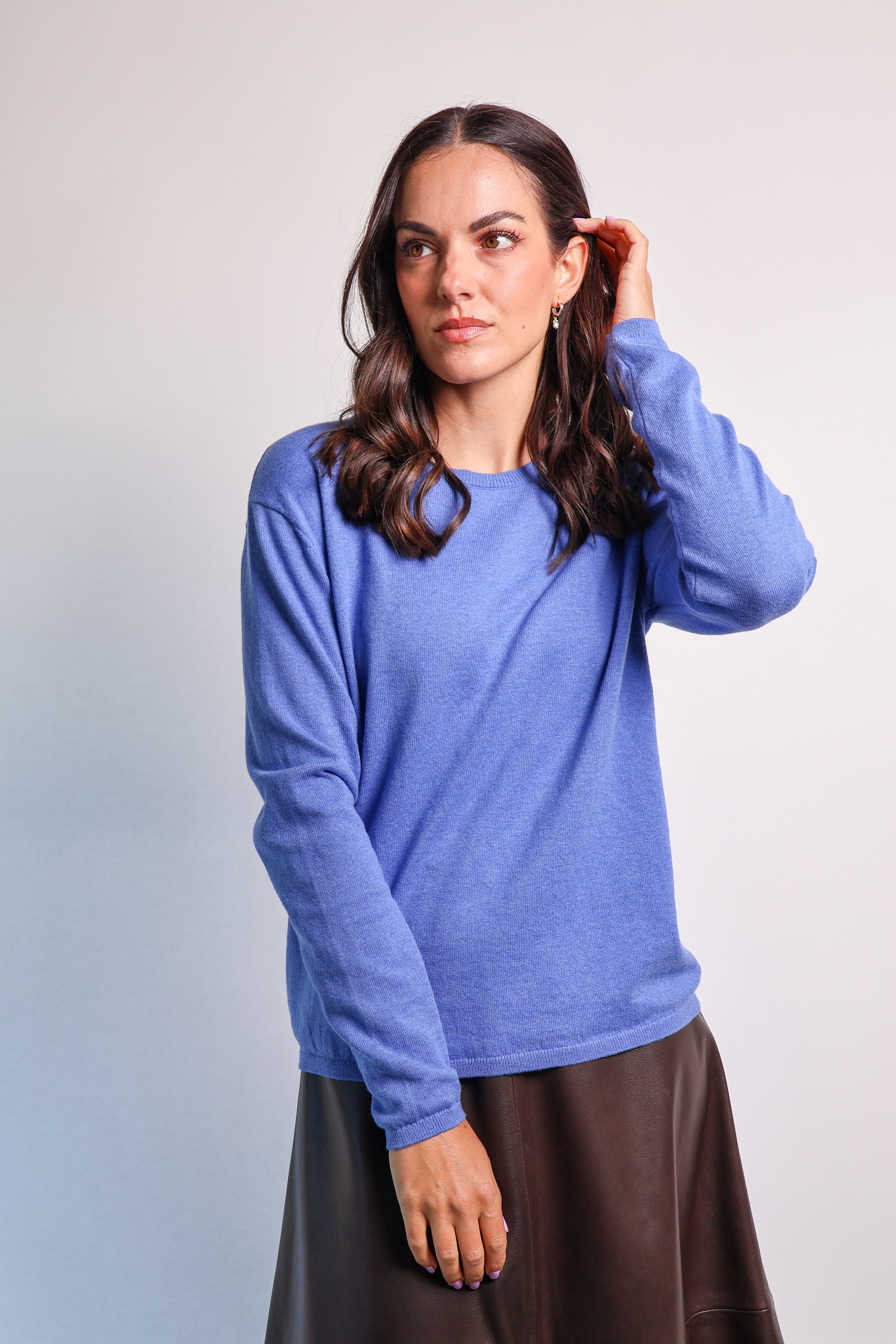 Yarnsmith Sapphire L/S  Cotton/Cashmere Knit Bluebird