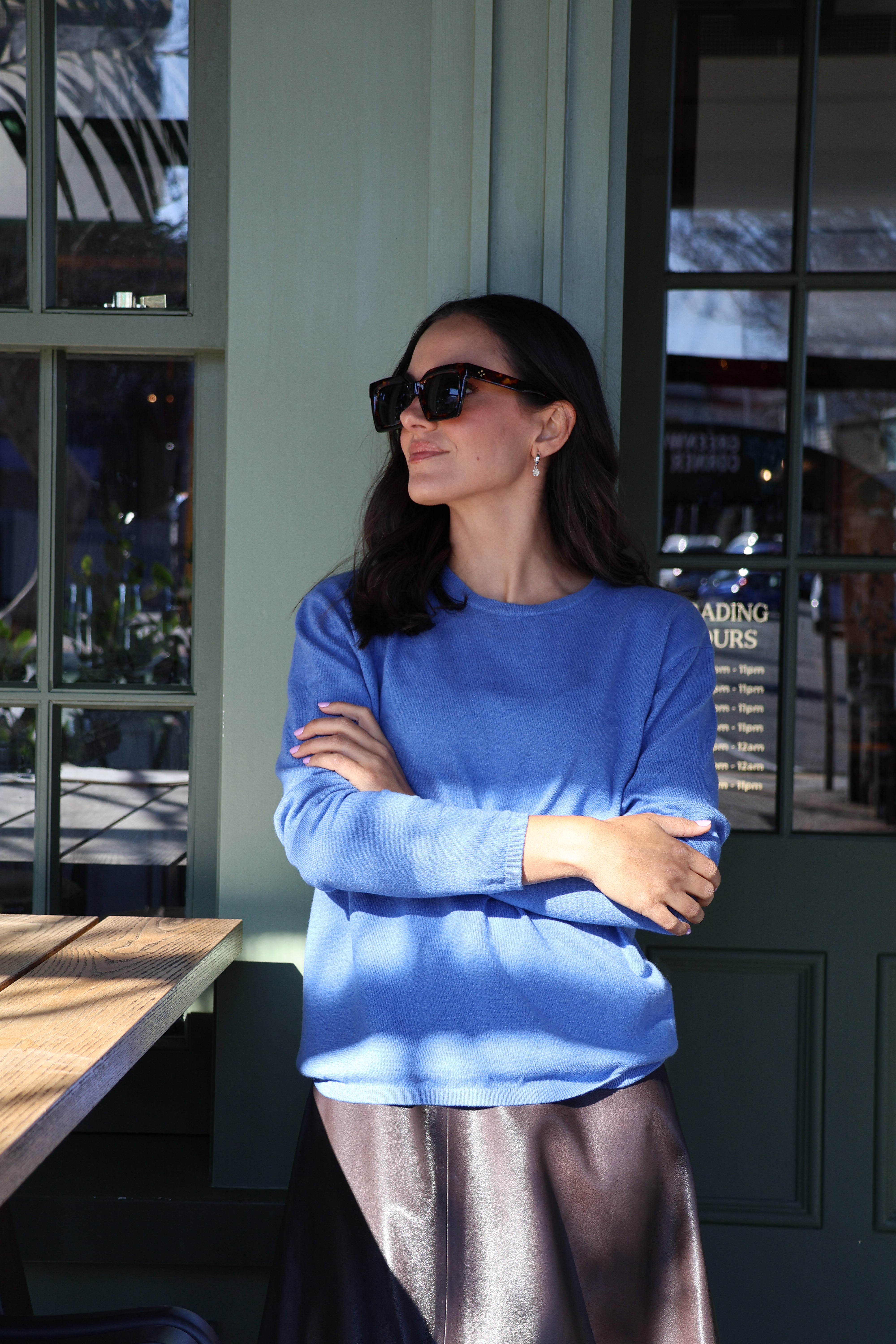 Yarnsmith Sapphire L/S  Cotton/Cashmere Knit Bluebird