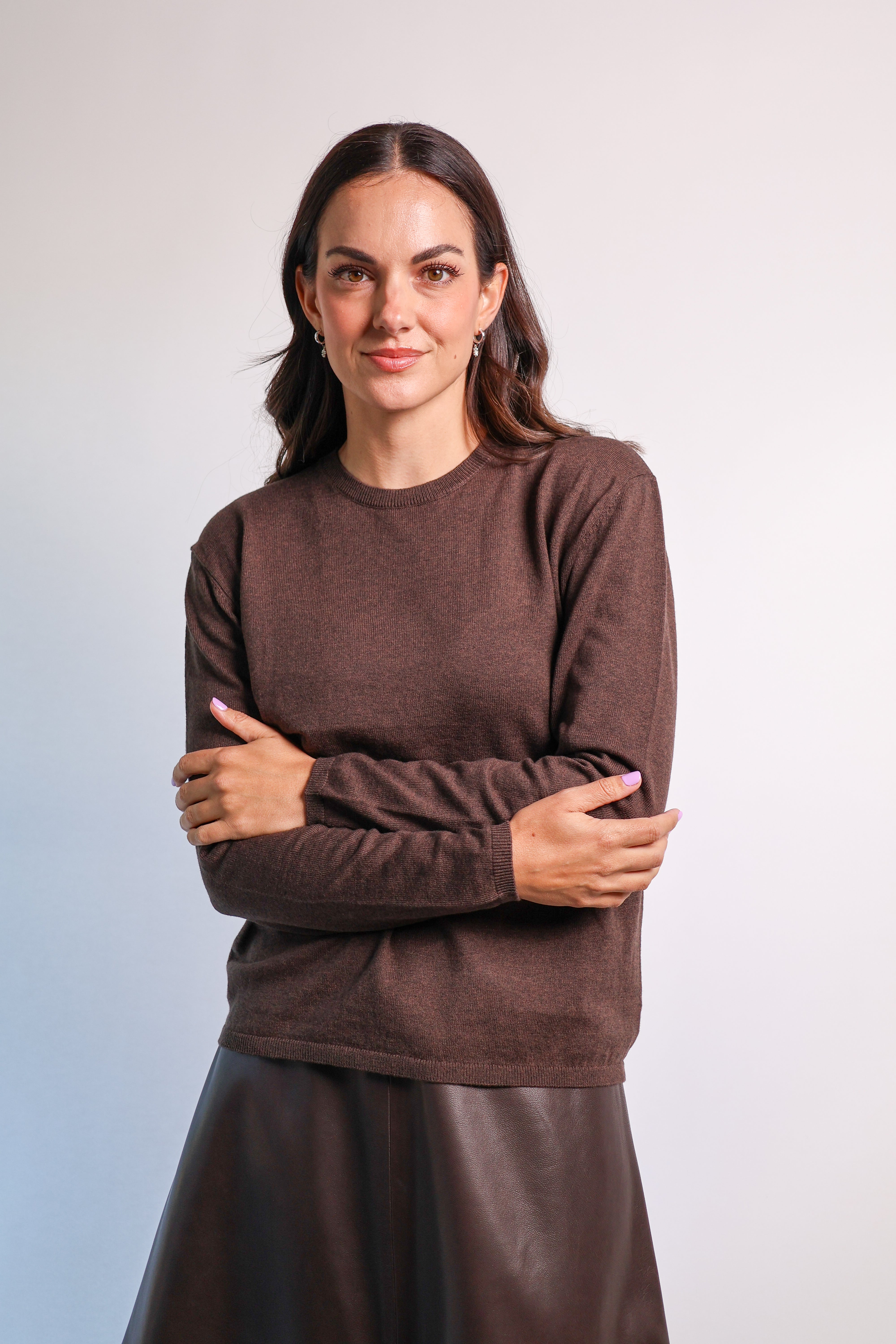 Yarnsmith Sapphire L/S  Cotton/Cashmere Knit Chocolate