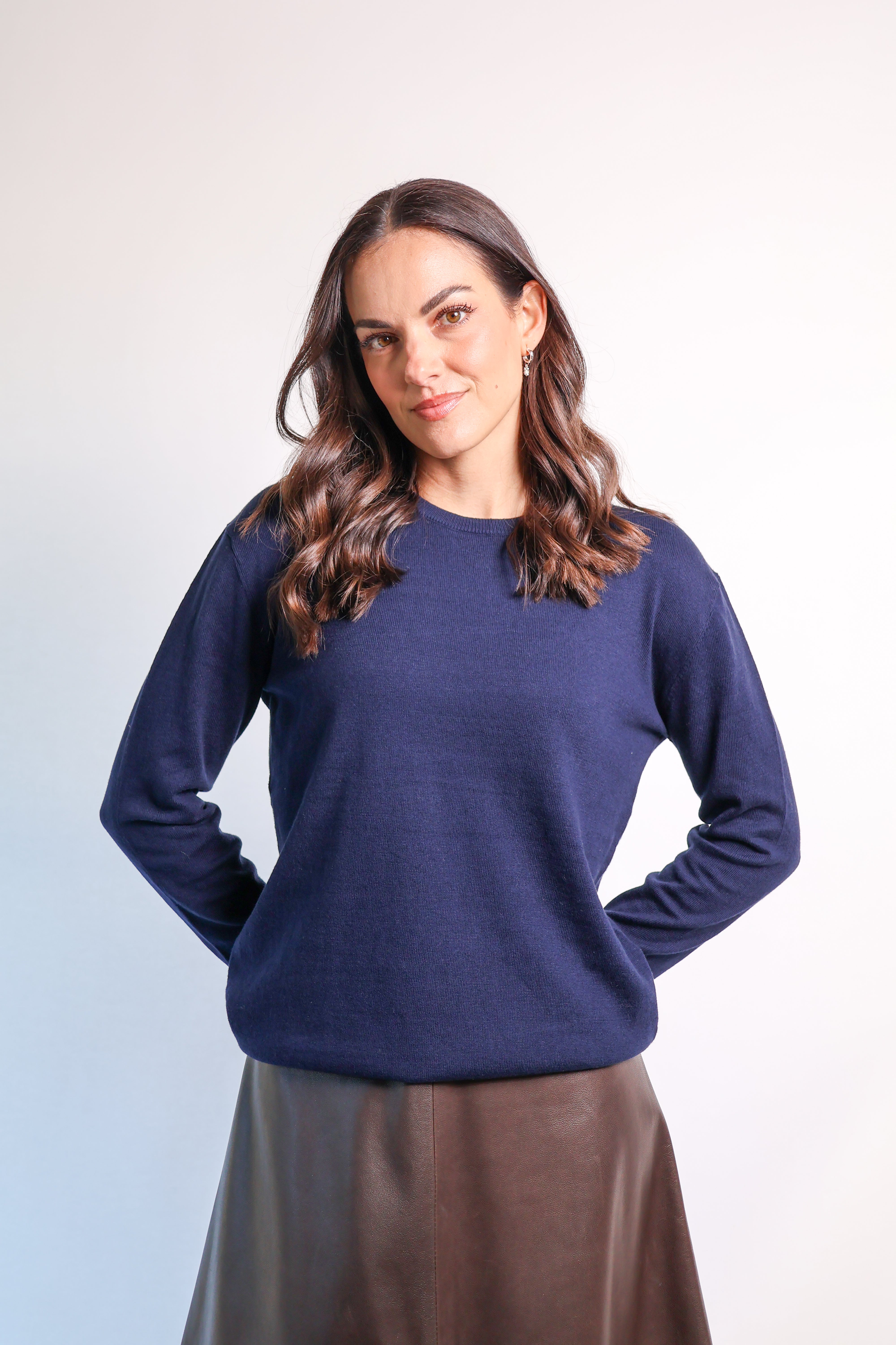 Yarnsmith Sapphire L/S  Cotton/Cashmere Knit Navy