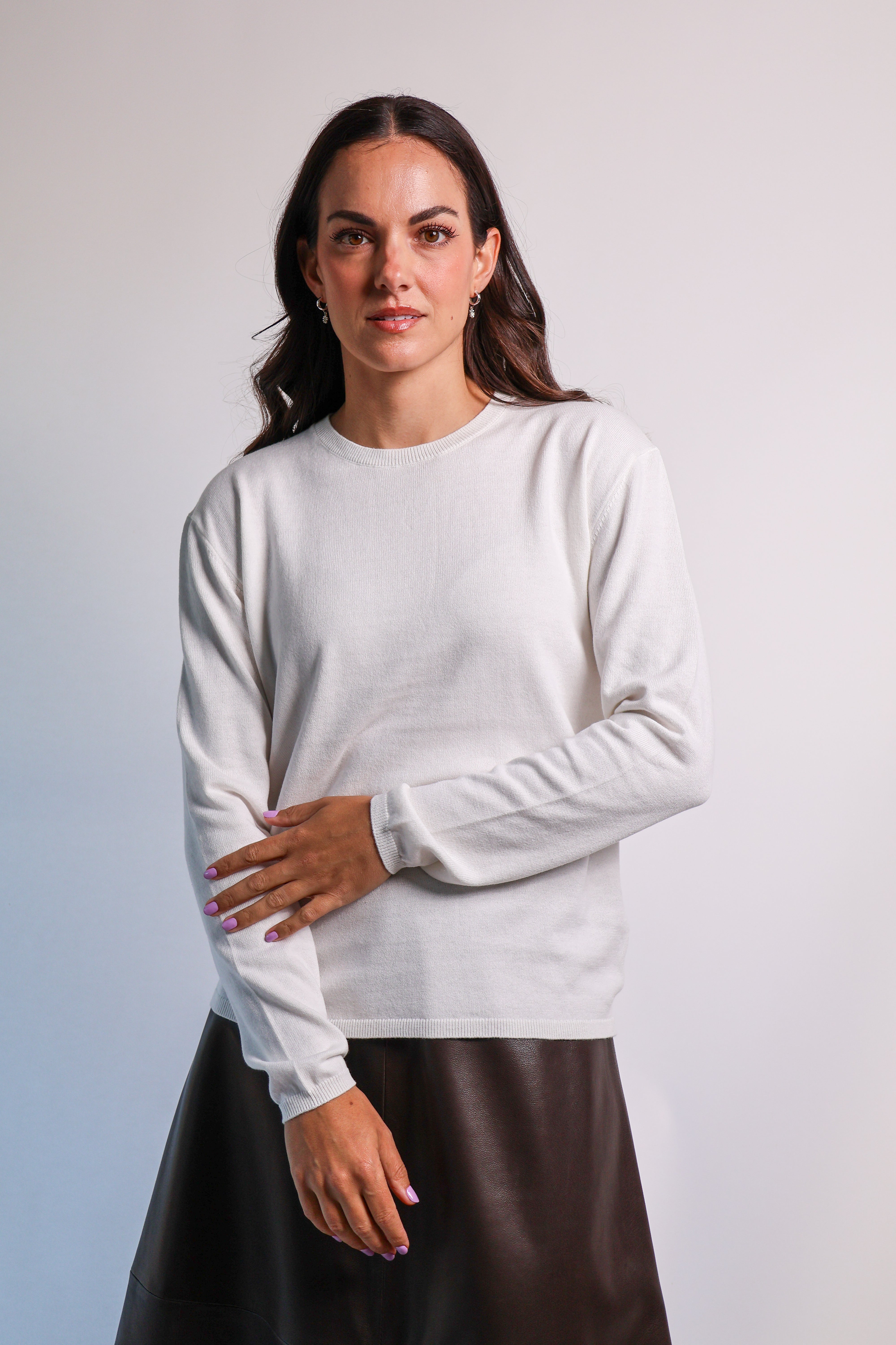 Yarnsmith Sapphire L/S  Cotton/Cashmere Knit White